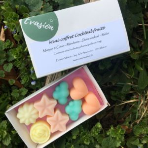 Mini coffret Cocktail fruité de 8 fondants de cire végétale naturelle d'olive avec colorants naturels et parfums sans CMR ni phtalate