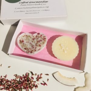 Coffret Gourmandise de 2 fondants de cire parfumée Pomme d'amour et Vanille-Coco