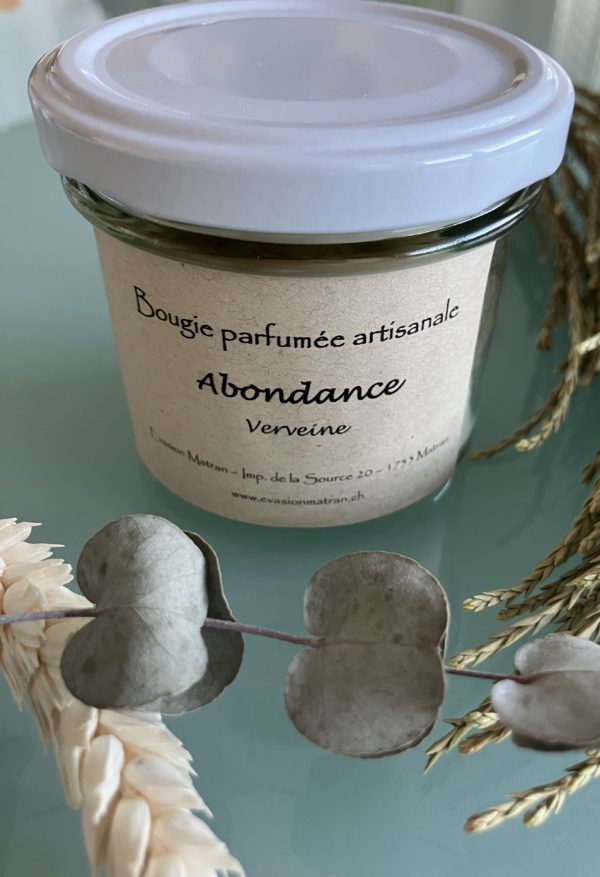 Bougie Nature Abondance en cire d'olive végétale naturelle, mèche ECO coton, parfum Verveine