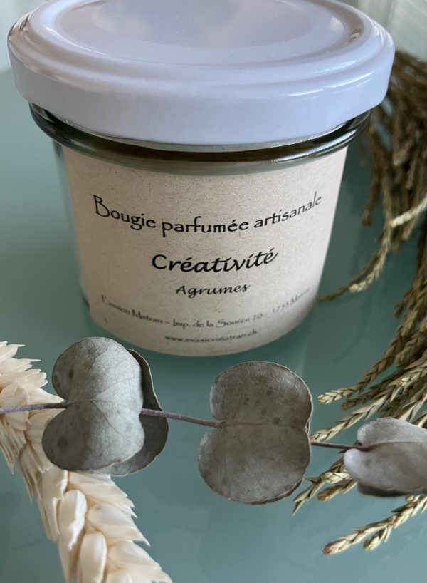 Bougie Nature Créativité en cire d'olive végétale naturelle, mèche ECO coton, parfum Agrumes