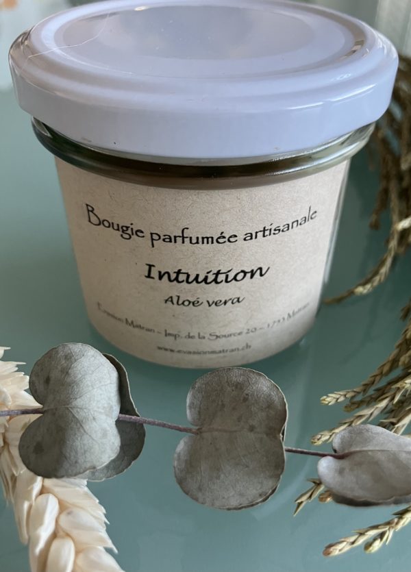 Bougie Nature Intuition en cire d'olive végétale naturelle, mèche ECO coton, parfum Aloé vera
