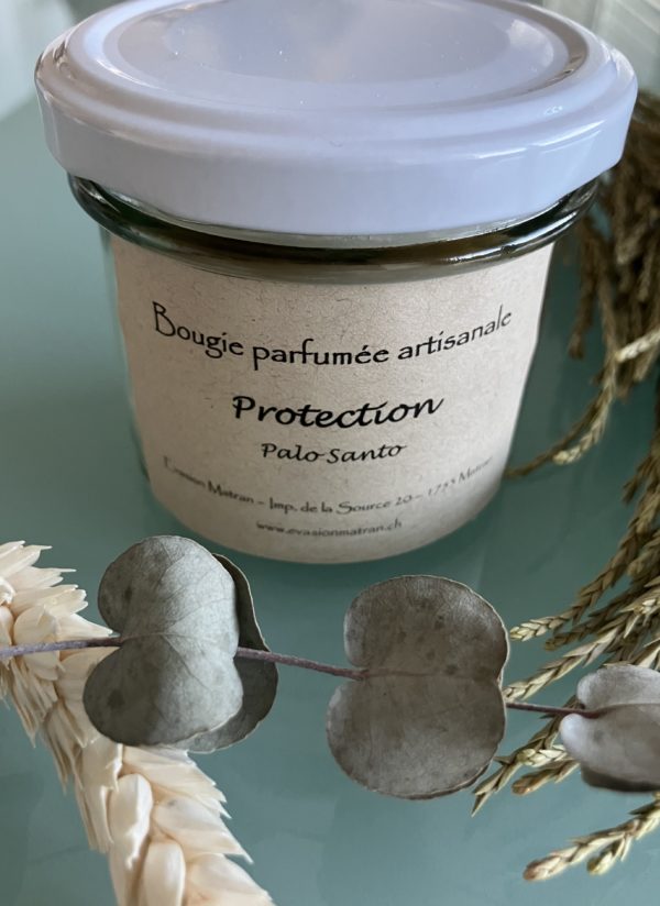 Bougie Nature Protection en cire d'olive végétale naturelle, mèche ECO coton, parfum Palo Santo