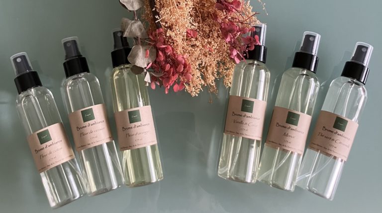 Brume d'ambiance parfumée avec alcool végétal et parfums de Grasse