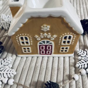 Brûle-parfum en céramique forme Maison Pain d'épices idéal pour les Fêtes